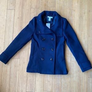 Size 4 H&M navy blue pea coat NWT
